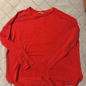 Red Ribbed Long Sleeve Sweater
